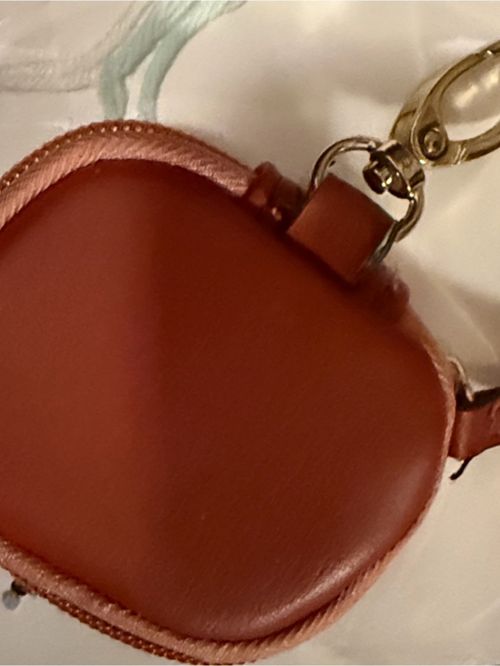 Leather Key Pouch in Burnt Orange - Women Accessories